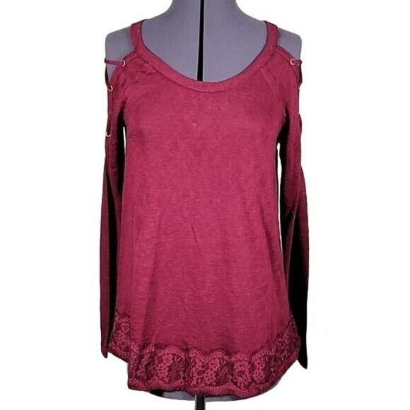 Maurices Burgundy Long Sleeve Top Sz S - Picture 2 of 7